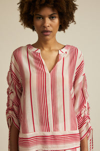Bluse Print Stripe aus Bio-Baumwolle mit Seide