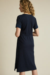 Kleid mit V-Ausschnitt aus Hanf mit Bio-Baumwolle